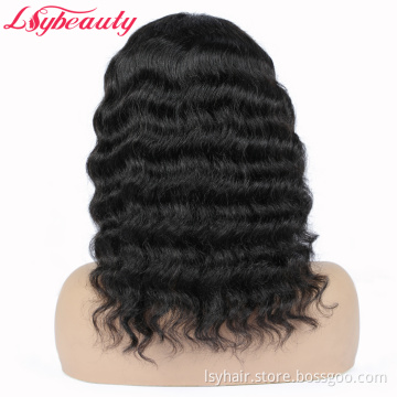 Lsy Beauty Ocean Deep Wave Human Hair Wigs For Sales My First Wig Natural Black 1B Color Affordable Luvme Hair Wigs For Women